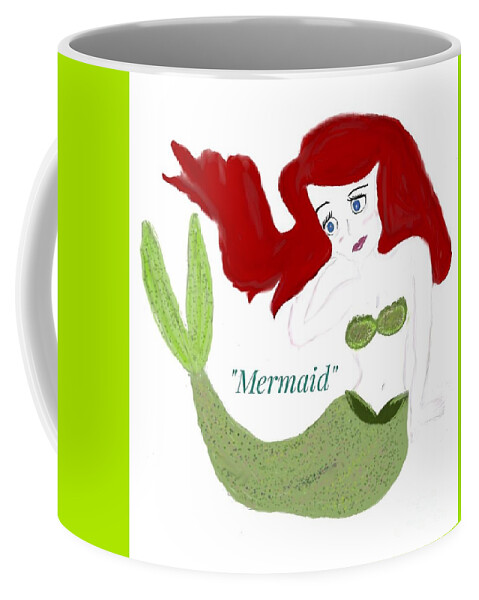 Mermaid Red Hair Illustration Coffee Mug featuring the photograph Mermaid Red Hair Illustration by Susan Garren