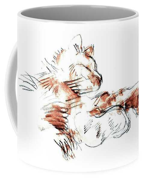 Cats Coffee Mug featuring the mixed media Merph Chillin' - pet portrait by Carolyn Weltman