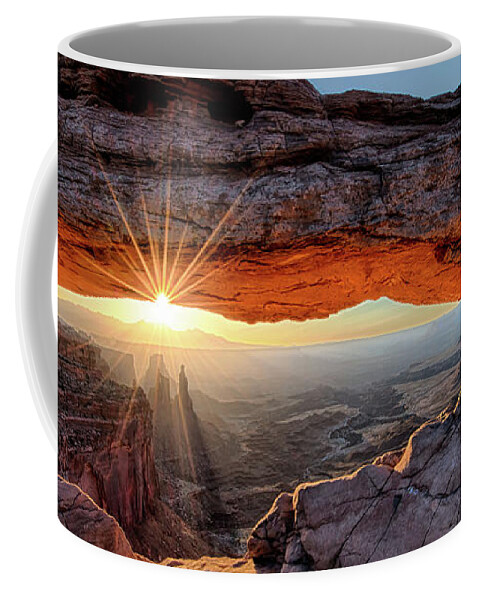 Olenaart Coffee Mug featuring the photograph Mesa Arch Sunburst Moab Utah by OLena Art