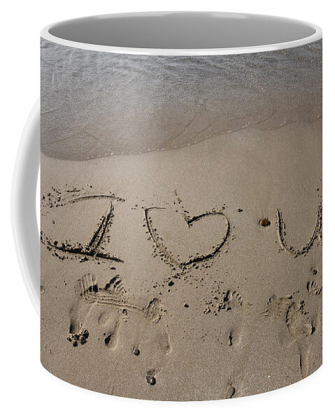 I Love You Coffee Mug featuring the photograph Message in the Sand by Valerie Collins