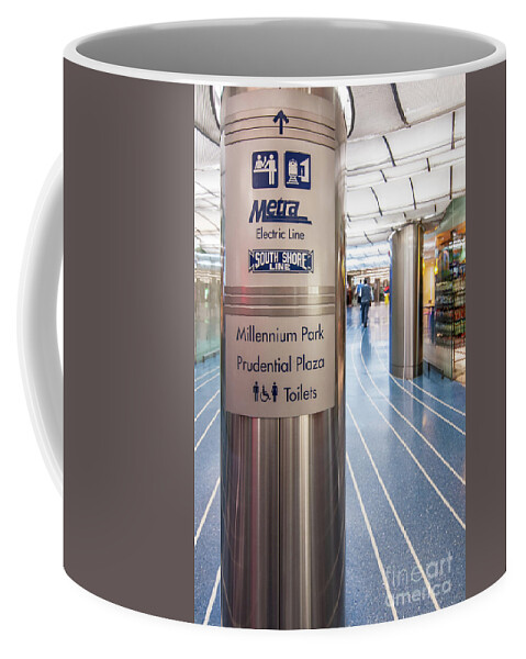 Chicago Coffee Mug featuring the photograph Metra Electric Line Column Sign by David Levin
