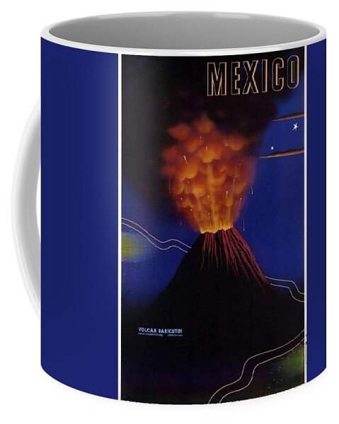 Mexico Coffee Mug featuring the mixed media Mexico Volcan Paricutin 1943 - Retro travel Poster - Vintage Poster by Studio Grafiikka