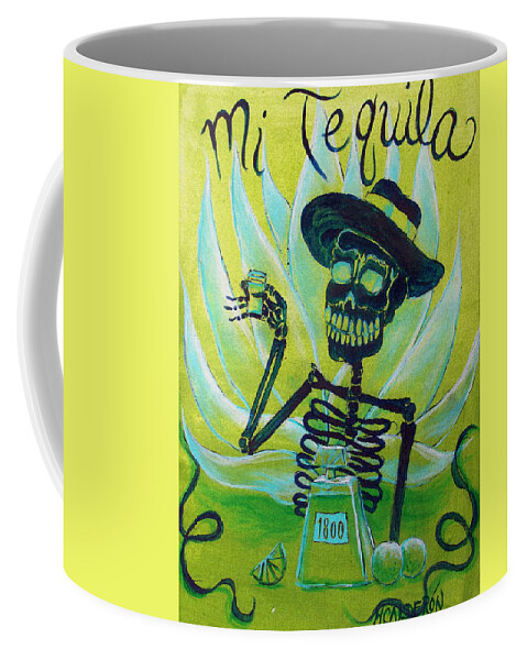 Day Of The Dead Coffee Mug featuring the painting Mi Tequila by Heather Calderon
