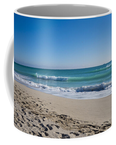 Miami Coffee Mug featuring the photograph Miami Beach Blue Sky Blue Ocean by Toby McGuire