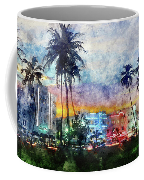 South Beach Coffee Mug featuring the photograph Miami Beach Watercolor by Jon Neidert