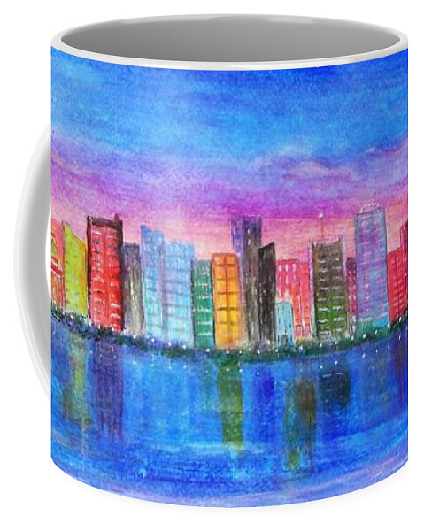 Miami Coffee Mug featuring the painting Miami Port by Anne Sands