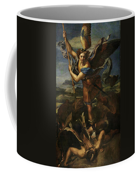 Urbino Coffee Mug featuring the painting Michael defeats Satan by Raphael