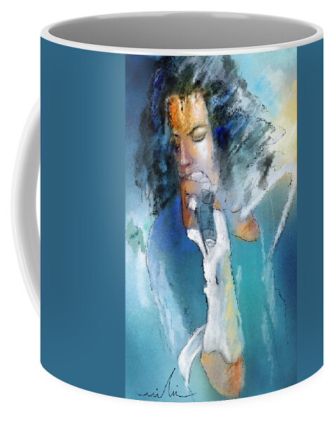 Music Coffee Mug featuring the painting Michael Jackson 04 by Miki De Goodaboom