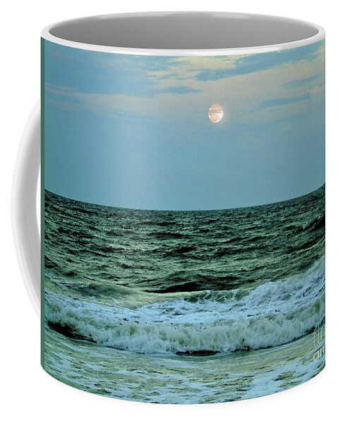 Moon Coffee Mug featuring the photograph Micro Moon At The Ocean by D Hackett