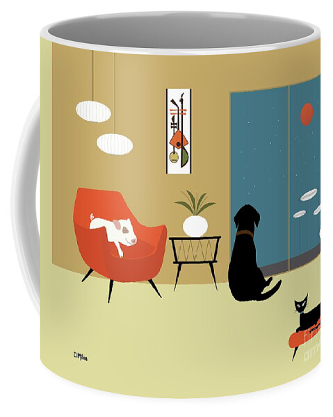 Mid Century Modern Coffee Mug featuring the digital art Mid Century Animals by Donna Mibus