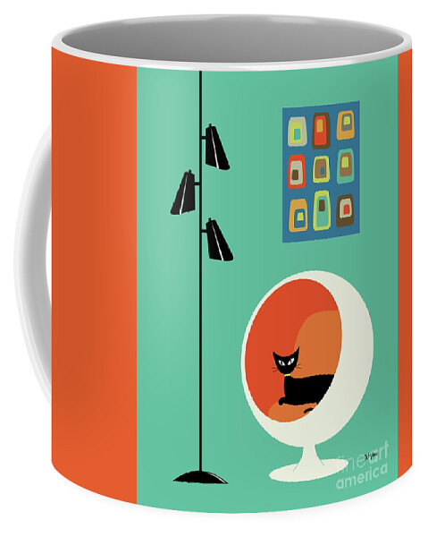 Cat Coffee Mug featuring the digital art Mid Century Mini Oblongs by Donna Mibus