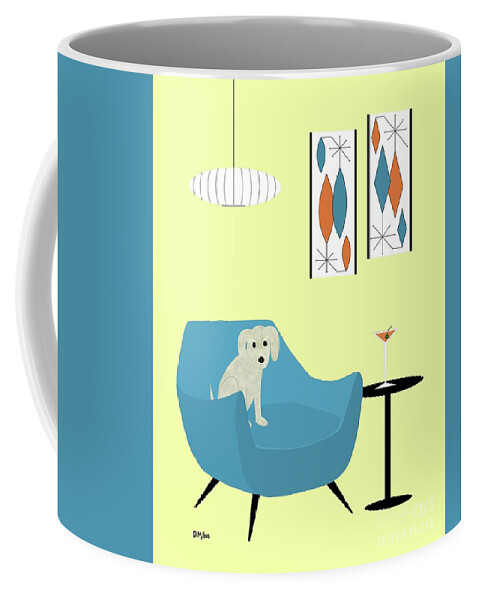 Mid Century Modern Dog Coffee Mug featuring the digital art Mid Century Modern Dogs 4 by Donna Mibus