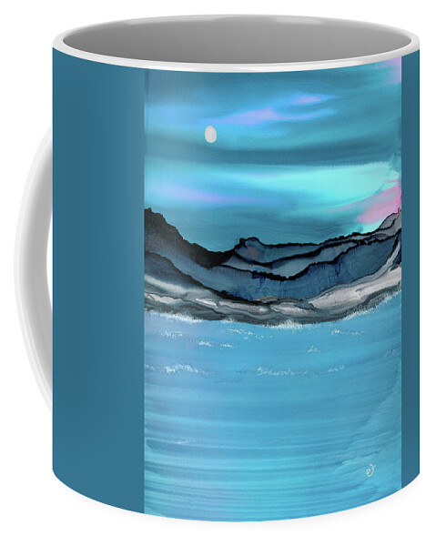Silver Moon Coffee Mug featuring the painting Midday Moon by Eli Tynan