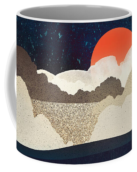 Midnight Coffee Mug featuring the digital art Midnight Beach by Spacefrog Designs