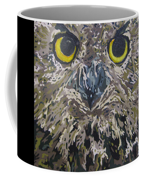 Owl Coffee Mug featuring the painting Midnight Prowler by Cheryl Bowman
