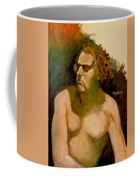 Male Coffee Mug featuring the painting Mike. by Ray Agius
