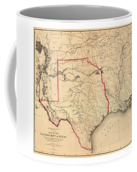 Texas Coffee Mug featuring the digital art Military Department of Texas 1859 by Texas Map Store