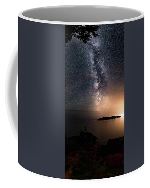 Art Coffee Mug featuring the photograph Milky Way over Mary Island from Silver Harbour near Thunder Bay by Jakub Sisak