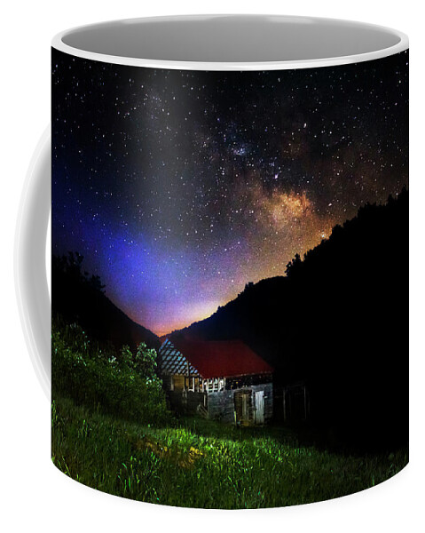 Barn Coffee Mug featuring the photograph Milky Way Over Mountain Barn by Greg and Chrystal Mimbs