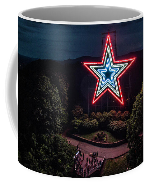 Mill Mountain Coffee Mug featuring the photograph Mill Mountain at Night by Star City SkyCams