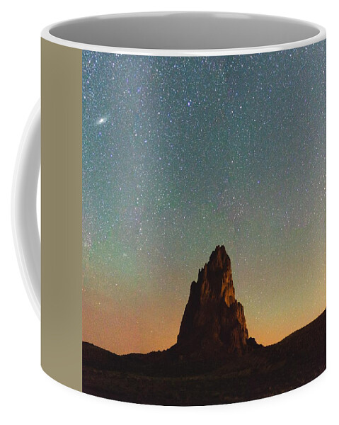 El Capitan Coffee Mug featuring the photograph Million stars over Agathla, AZ by Mati Krimerman
