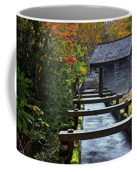 Mingus Mill Coffee Mug featuring the photograph Mingus Mill During Fall In The Great Smoky Mountain National Park by Carol Montoya