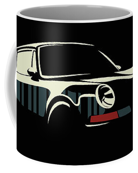Porsche Coffee Mug featuring the digital art Minimalist Porsche by Sassan Filsoof