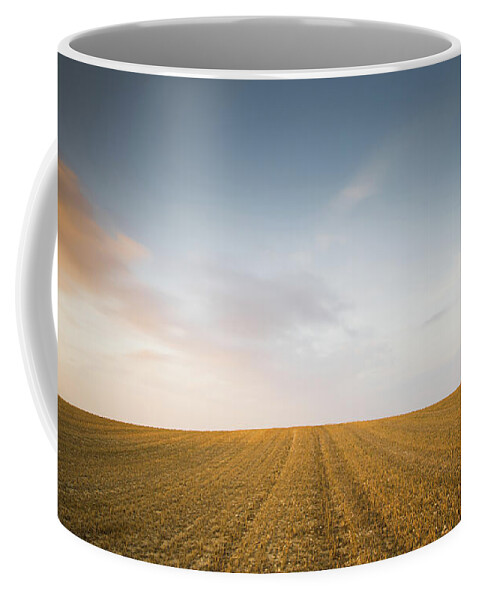 Sunset Coffee Mug featuring the photograph Minimalistic landscape with Meadow wheat field by Michalakis Ppalis