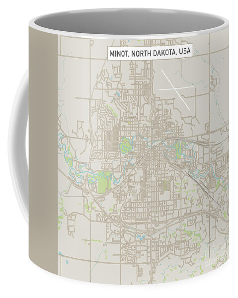 Minot Coffee Mug featuring the digital art Minot North Dakota US City Street Map by Frank Ramspott