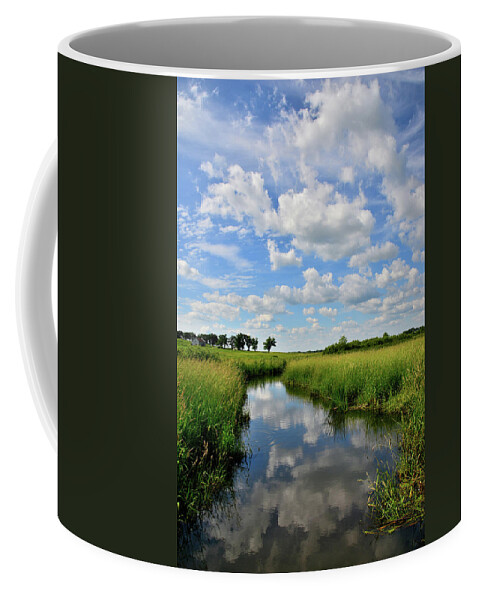 Glacial Park Coffee Mug featuring the photograph Mirror Image of Clouds in Glacial Park Wetland by Ray Mathis