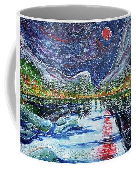 Mirror Lake Coffee Mug featuring the painting Mirror Lake by Laura Hol