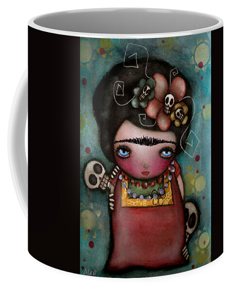 Day Of The Dead Coffee Mug featuring the painting Mis Amigos by Abril Andrade