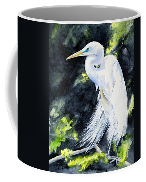 Bird Coffee Mug featuring the painting Miss April - Great Egret by Marsha Karle