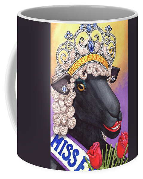 Sheep Coffee Mug featuring the painting Miss Eweniverse by Catherine G McElroy