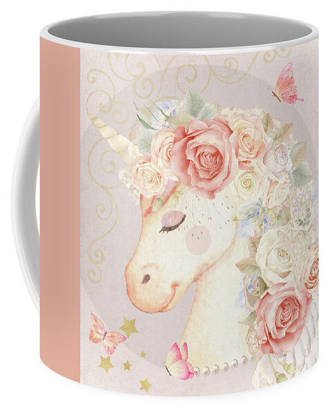 Unicorn Coffee Mug featuring the digital art Miss Lilly Unicorn by Pink Forest Cafe