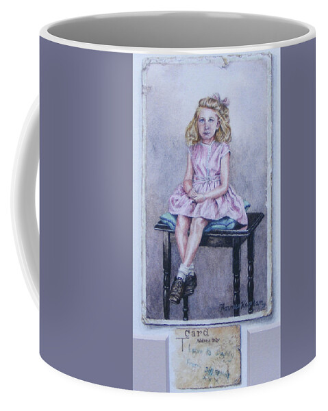 Antique Photo Coffee Mug featuring the painting Missing Daddy, Devonshire 1940 by Denise Horne-Kaplan