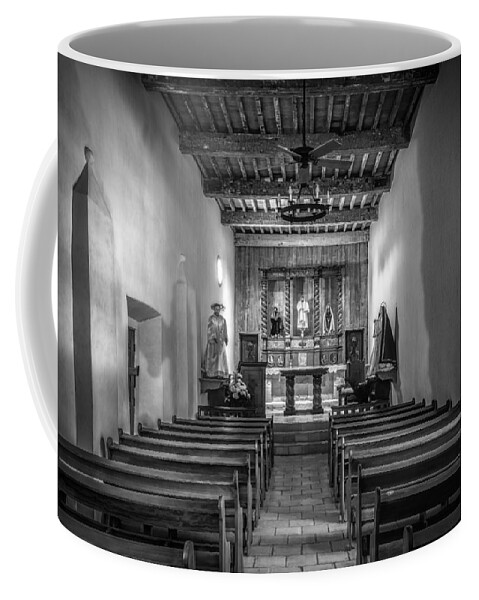 Joan Carroll Coffee Mug featuring the photograph Mission San Juan Capistrano Texas BW by Joan Carroll