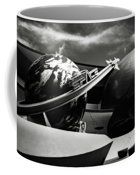 Disney World Coffee Mug featuring the photograph Mission Space black and white by Eduard Moldoveanu