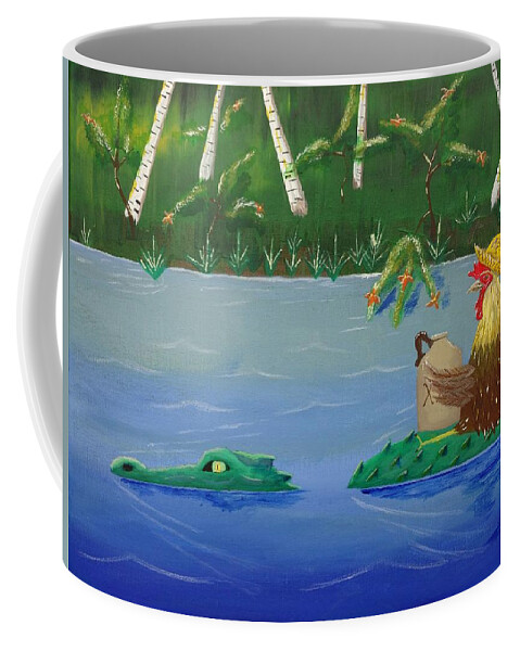 Chicken Coffee Mug featuring the painting Mississippi River Drifter by Bennie Giles