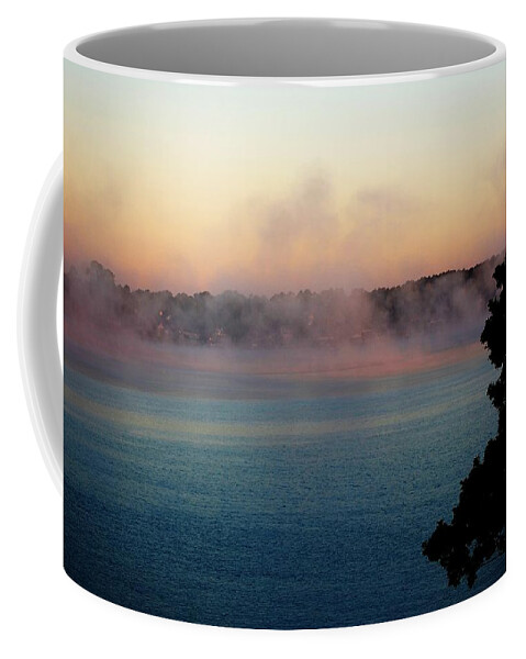 Lake Coffee Mug featuring the photograph Mist over Lake Conroe Texas by David Lane