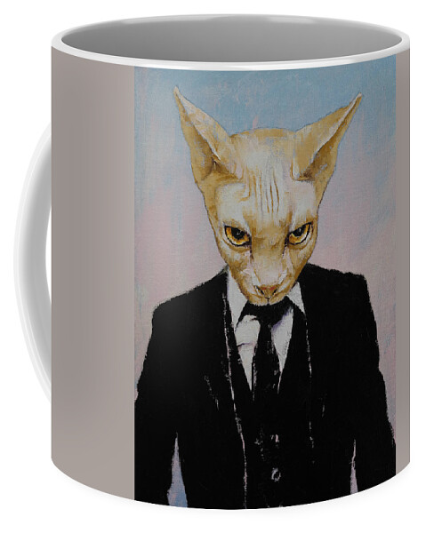 Art Coffee Mug featuring the painting Mister Cat by Michael Creese