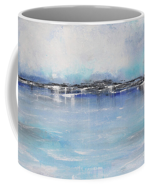 Abstract Coffee Mug featuring the painting Misty Blue-A by Jean Plout