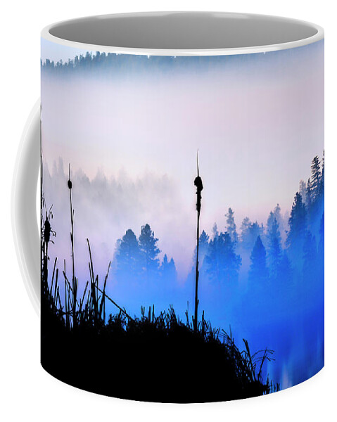 Vaseux Lake Coffee Mug featuring the photograph Misty Mountain Hop by John Poon