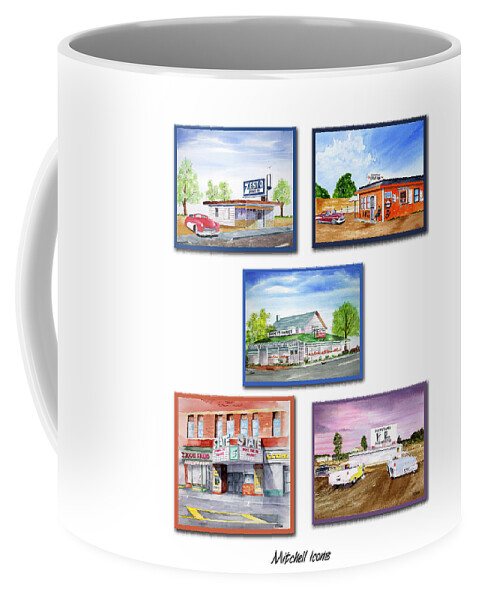 Mitchell Coffee Mug featuring the painting Mitchell Icons by Richard Stedman