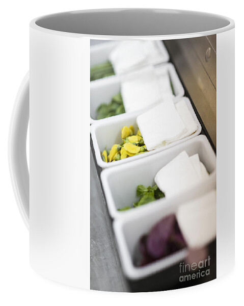 Asian Coffee Mug featuring the photograph Mixed Fresh Herbs In Kitchen Interior by JM Travel Photography