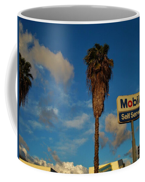 Los Angeles Coffee Mug featuring the photograph Mobil Self Serve by De La Rosa Concert Photography