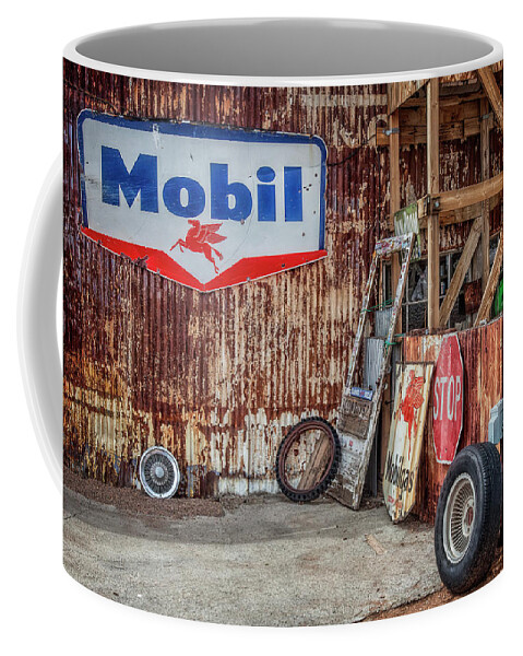 Route 66 Coffee Mug featuring the photograph Mobil Signs by Diana Powell