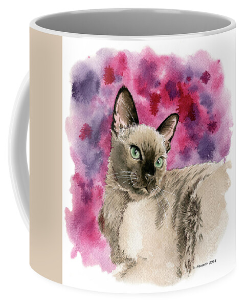 Cat Coffee Mug featuring the painting Mocha and Mint by Louise Howarth