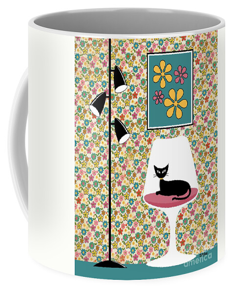 Mid Century Modern Coffee Mug featuring the digital art Mod Wallpaper in Floral by Donna Mibus