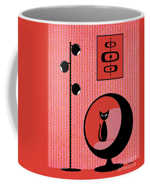 Mod Coffee Mug featuring the digital art Mod Wallpaper Red on Pink by Donna Mibus